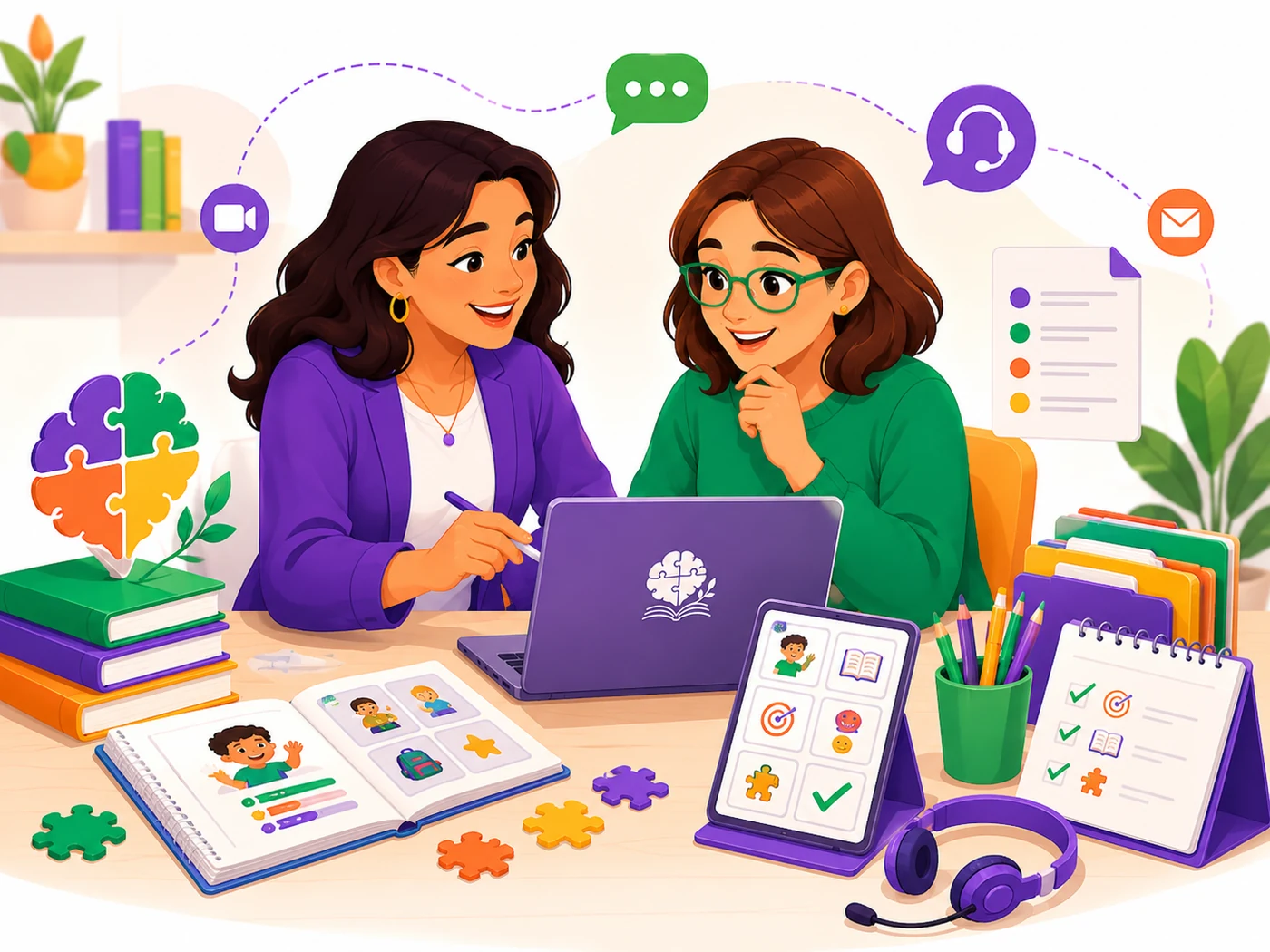Ilustração de monitoria e acompanhamento da NeuroPlanejar